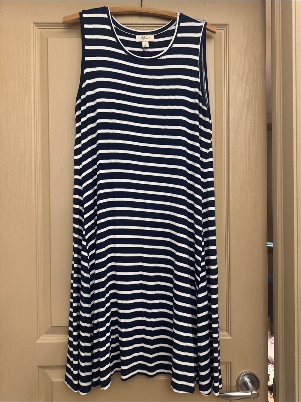 CO Navy and White Striped Tee Dress